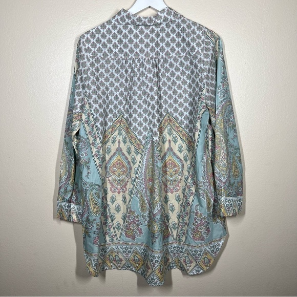 Soft Surroundings Paisley Floral Cotton Voile Tabitha Tunic Top Size Medium Boho - Picture 6 of 10